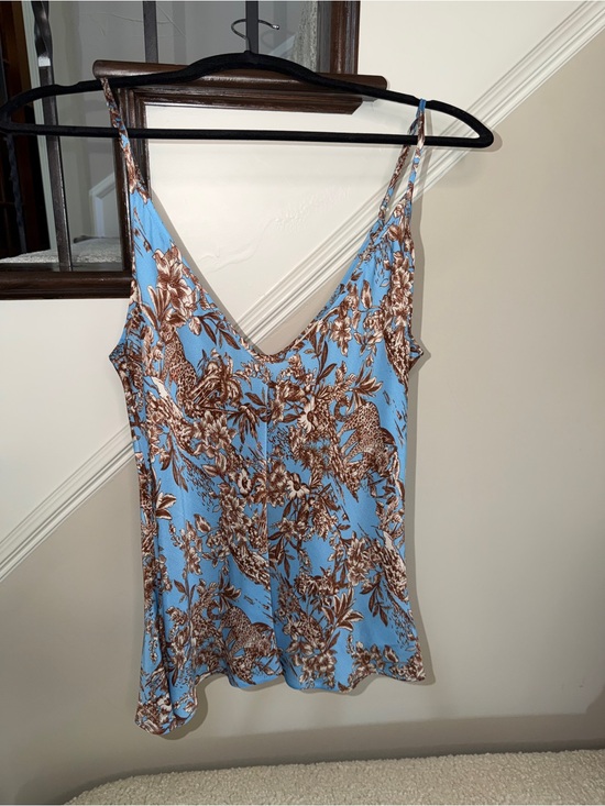 L'AGENCE Tops - L'AGENCE Blue and Brown Floral V-Neck Camisole
